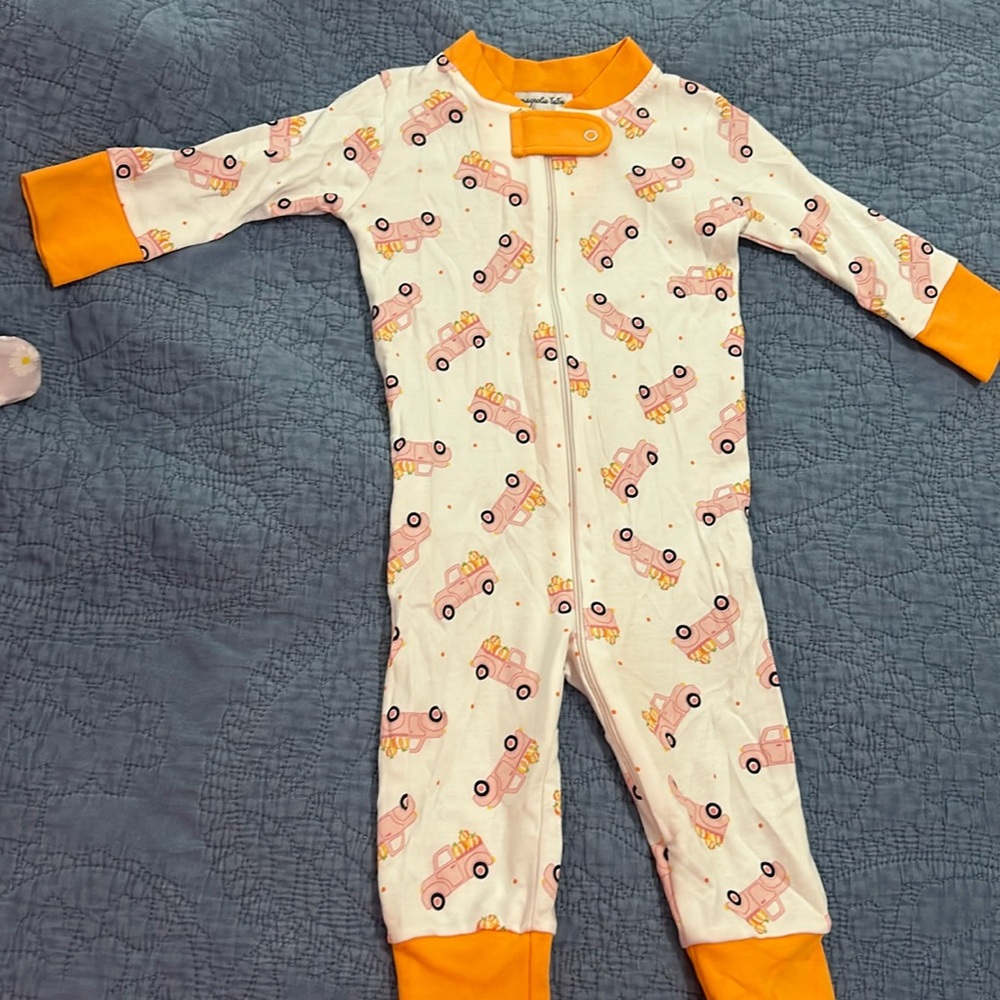 Magnolia Baby Fall Pumpkins and Truck zip onsie